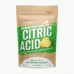 Halefresh 1 lb premium citric acid in high barrier pouch front view.