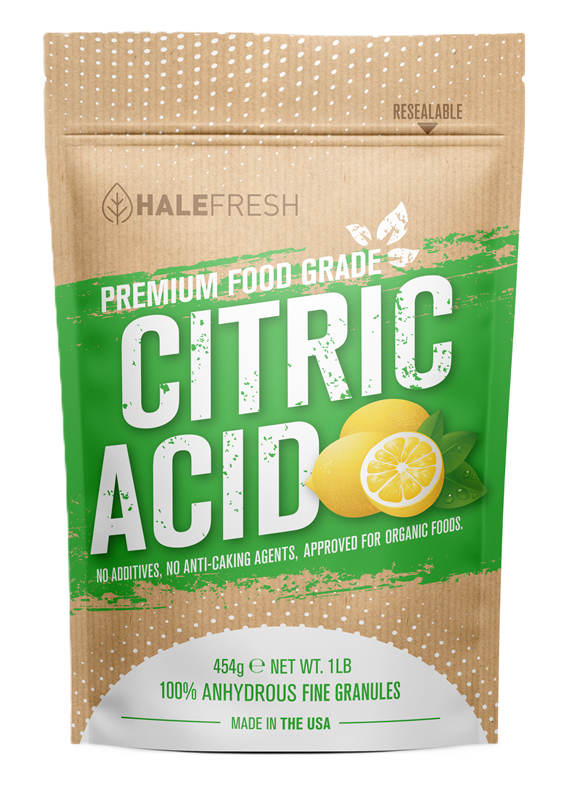 Halefresh 1 lb citric acid pouch front view.